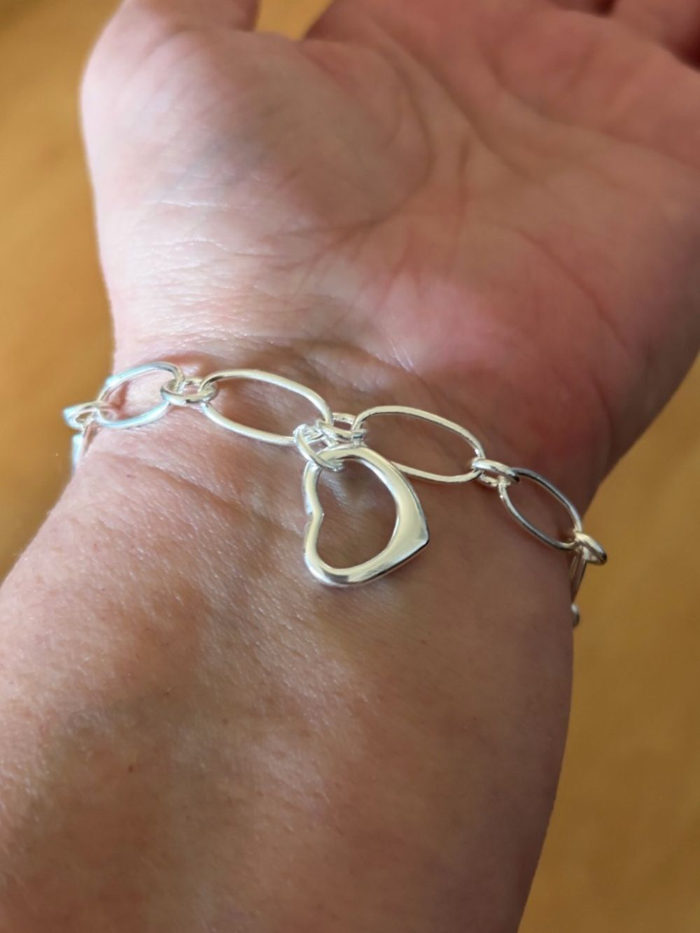 Chain link bracelet with heart pendant in 925 sterling silver - Picture 6 of 8